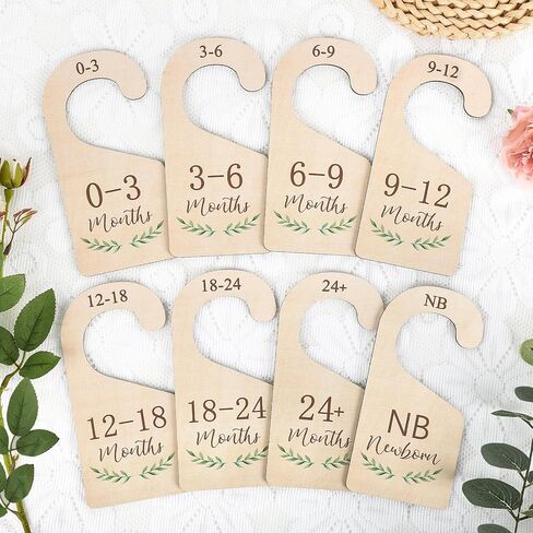 Wooden Baby Closet Dividers for Baby Clothes Organizer,Colorful Baby Closet Organizer For Nursery Decor,Baby Clothes Dividers For Closet Size Hangers for New Mom Dad Parents in Kuwait