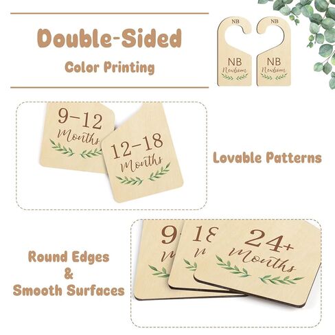 Wooden Baby Closet Dividers for Baby Clothes Organizer,Colorful Baby Closet Organizer For Nursery Decor,Baby Clothes Dividers For Closet Size Hangers for New Mom Dad Parents in Kuwait