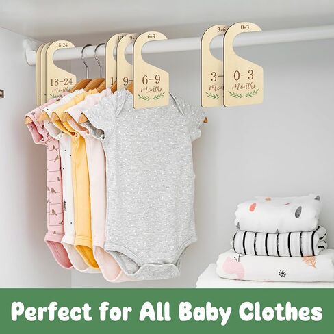 Wooden Baby Closet Dividers for Baby Clothes Organizer,Colorful Baby Closet Organizer For Nursery Decor,Baby Clothes Dividers For Closet Size Hangers for New Mom Dad Parents in Kuwait