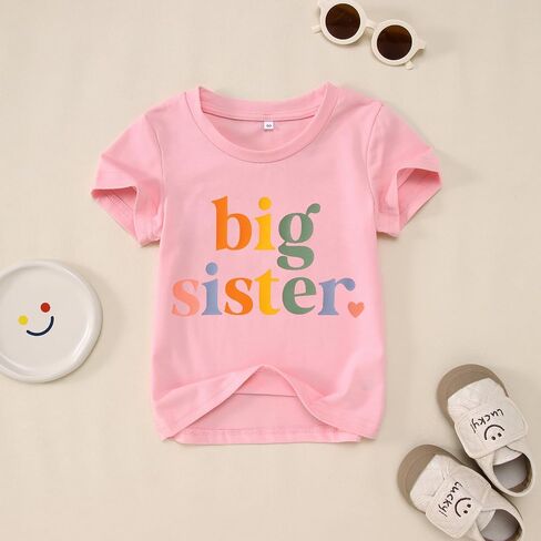 CM C & M WODRO القميص الشقيق الكبير للطفل الذي تم ترقيته إلى Big Sister Advercsivation T-Shirt Gifts Little Girls Stibling Outfits in Saudi Arabia