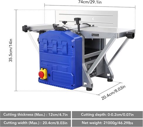 Benchtop Planer,29.1"×8.03"×14" Worktable,1250W Power,8000 RPM,Low Dust And Low Noise in Saudi Arabia