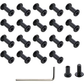 20-Pack M6×8mm Binding Screws Stainless Steel Barrel Nuts and Bolts Screw Rivets with 1Pcs Allen Wrench for Furniture Bed Belt Buckle Leather Binding Bolts
