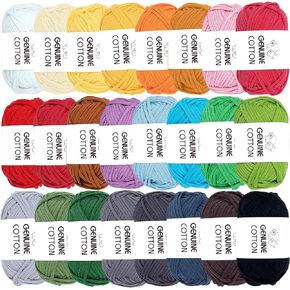 Timgle 24 Pcs Crochet Yarn for Beginners 2100 Yards Cotton for Crocheting and Knitting Soft 24x50g in Total Cotton Nylon Blend Easy Yarn for Knitting Crochet Crafts Project, 24 Colors