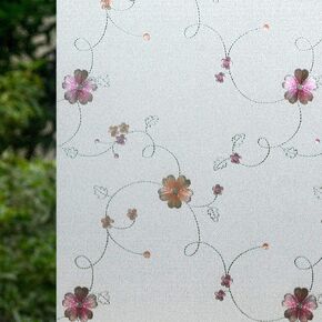 VSUDO 1 Roll 17.7" by 78.7" Static Cling Window Film for Privacy, Plum Blossom Pattern Window Tint for Home, Window Glass Sticker for Office (9.68 Sq. Ft Total) in Saudi Arabia
