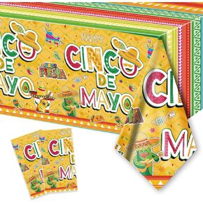 PARSUP 1PC Cinco de Mayo Disposable Tablecloth Party Supplies, 108 × 54 inch, Mexico Theme Tablecloth Plastic Waterproof Tablecover Decorations