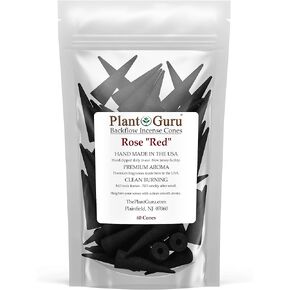 Red Rose Charcoal Incense Cones 2" BACKFLOW - 60 Pack Bulk - Natural Scented Cones Handmade Hand Dipped