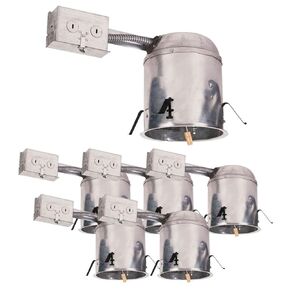 AH Lighting 6 Inch LED Dedicated IC Recessed Housing for Remodel Applications - Air Tight Construction, Junction Box - cUL Listed - California Title 24 Compliant - 6-Pack