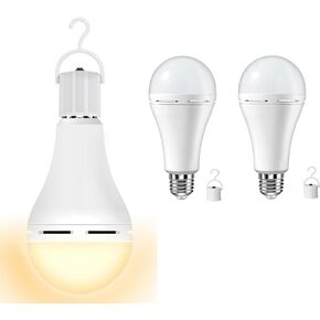 Rechargeable Light Bulbs 9W,Battery Operated Powered LED Light Bulb 600Lumen 3000K Warm White for Power Outage,Camping,Outdoor Activity,Hurricane,Pack of 4