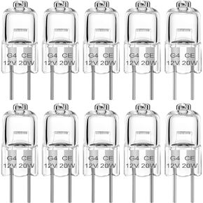 G4 Halogen Light Bulbs 20W 12V Clear Capsule 2 Pin Lamp Bulb Halogen Pin Base Warm White 2700K Dimmable, Bi-Pin G4 Base for Cooker Hood, Crystal Chandeliers, Bathroom, 10 Pack