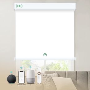 MING CHEN Motorized Roller Shades with Remote and Valance Cover, Rechargeable Smart Motorized Blinds, Automatic Electric Blinds (Not Include HUB) Compatible with Alexa Google (White, 72" W x 72" H)