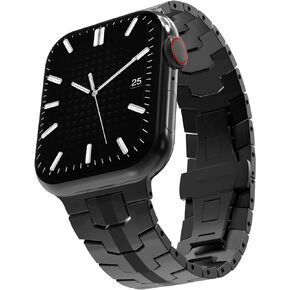Compatible with Apple Watch Series 8 7 6 5 4 3 2 1 SE Stainless Steel Band Ultra 49mm 45mm 44mm 42mm 42mm 41mm 40mm 38mm Metal Bands, Men's Business Strap