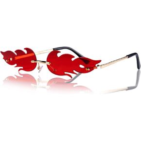 Spooktacular Creations Halloween Flame Glasses, Rimless Goth Glasses, Colorful Fire Shaped Sunglasses for Kids Women Men