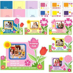 30 Sets Religious Mother's Day Picture Frame Craft Kits for Kids Mother's Day DIY Craft Photo Frame with Stickers for Classroom Home Decor