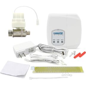 FloodStop Dishwasher/Toilet Leak Detector Kit with Automatic Water Shut-Off and Visual/Audible Alarms, 3/8" Compression
