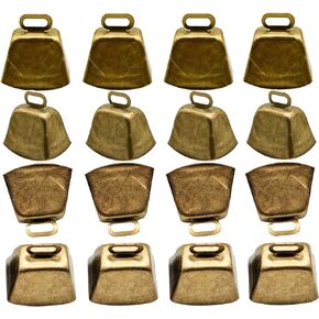 17Pcs 1.57inch Small Brass Bell Copper Grazing Bells Farm Animal Loud Bronze Bell Long Distancec Cow Horse Goat Dog Cattle Sheep Anti-Theft Collar Metal Accessories