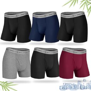 IGOLUMON Mens Boxer Briefs, 6 Pack Mens Underwear Soft Bamboo Rayon Boxers for Men Breathable Underwear Trunks with Fly
