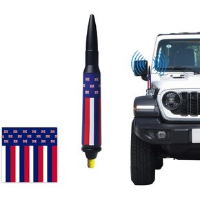 استبدال هوائي السيارة الرصاصة لسيارة Jeep Wrangler JK & JL (2007-2023) وJeep Gladiator 2020-2023 ملحقات شاحنة هوائي قصير مضاد للسرقة (العلم الأمريكي)