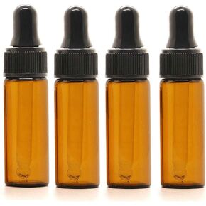 Amber Dropper Bottles-100Pcs 5ml Cute Essential Oil Bottles with Eye Dropper Dispenser for Perfumes Cosmetic Liquid Aromatherapy Chemistry Lab Sample Storage Jars Vial Container (Black Screw Cap)
