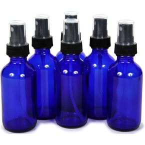 Vivaplex 6, Cobalt Blue, 2 oz Glass Bottles, with Black Fine Mist Sprayers