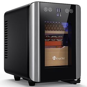 KingChii 8L Electric Cigar Humidors, Temperature Control Cabinet with Spanish Cedar Wood Shelves & Drawer Hygrometer Gifts for Men (80 Counts Capacity)