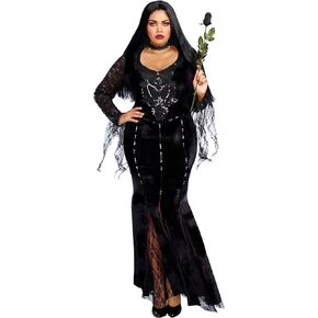 Dreamgirl Womens Plus Size Morticia Costume, Adult Frightfully Beautiful Halloween Costume
