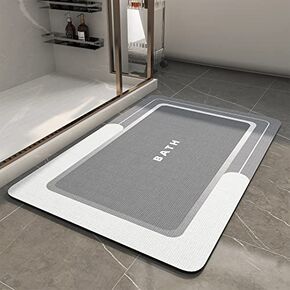 MontVoo-Bath Mat-Bathroom Mat Rug Non Slip Super Absorbent Stain Resistant Quick Dry Thin Bathroom Rug-Bath Mats for Bathroom Floor Bathtub Vanity-Bathmat Bath Rug Easy Care 17"x27" Grey