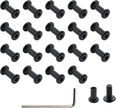 20-Pack M6×8mm Binding Screws Stainless Steel Barrel Nuts and Bolts Screw Rivets with 1Pcs Allen Wrench for Furniture Bed Belt Buckle Leather Binding Bolts in Saudi Arabia