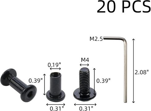 20-Pack M6×8mm Binding Screws Stainless Steel Barrel Nuts and Bolts Screw Rivets with 1Pcs Allen Wrench for Furniture Bed Belt Buckle Leather Binding Bolts in Saudi Arabia