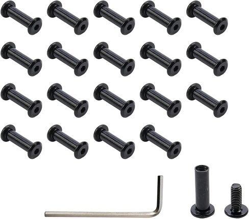 20-Pack M6×8mm Binding Screws Stainless Steel Barrel Nuts and Bolts Screw Rivets with 1Pcs Allen Wrench for Furniture Bed Belt Buckle Leather Binding Bolts in Saudi Arabia
