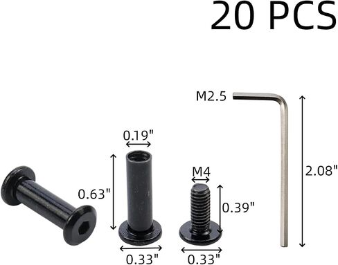 20-Pack M6×8mm Binding Screws Stainless Steel Barrel Nuts and Bolts Screw Rivets with 1Pcs Allen Wrench for Furniture Bed Belt Buckle Leather Binding Bolts in Saudi Arabia