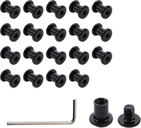 20-Pack M6×8mm Binding Screws Stainless Steel Barrel Nuts and Bolts Screw Rivets with 1Pcs Allen Wrench for Furniture Bed Belt Buckle Leather Binding Bolts in Saudi Arabia