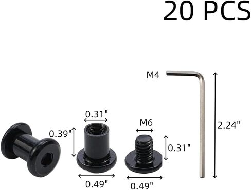 20-Pack M6×8mm Binding Screws Stainless Steel Barrel Nuts and Bolts Screw Rivets with 1Pcs Allen Wrench for Furniture Bed Belt Buckle Leather Binding Bolts in Saudi Arabia