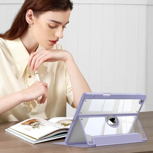 Fintie Clear Case for iPad 9th Generation (2021) / 8th Generation (2020) / 7th Gen (2019) 10.2 Inch - Multiple Angles Viewing Shockproof Soft TPU Cover with Pencil Holder, Rose Gold in Saudi Arabia