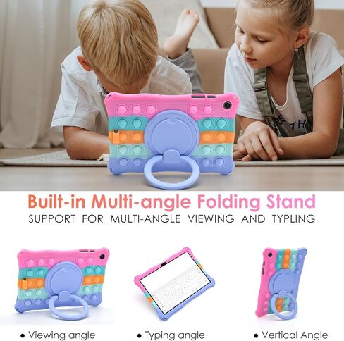 DETUOSI Silicone Case for Samsung Galaxy Tab A9 Plus 11 Inch 2023, with 360°Rotatable Stand, Multi-Viewing Angles, Soft Lightweight Case for Galaxy Tab A9 Plus SM-X210/X216/X218, Dazzling Pink in Kuwait