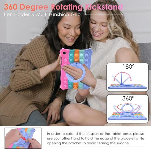 DETUOSI Silicone Case for Samsung Galaxy Tab A9 Plus 11 Inch 2023, with 360°Rotatable Stand, Multi-Viewing Angles, Soft Lightweight Case for Galaxy Tab A9 Plus SM-X210/X216/X218, Dazzling Pink in Kuwait