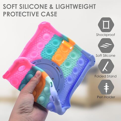 DETUOSI Silicone Case for Samsung Galaxy Tab A9 Plus 11 Inch 2023, with 360°Rotatable Stand, Multi-Viewing Angles, Soft Lightweight Case for Galaxy Tab A9 Plus SM-X210/X216/X218, Dazzling Pink in Kuwait