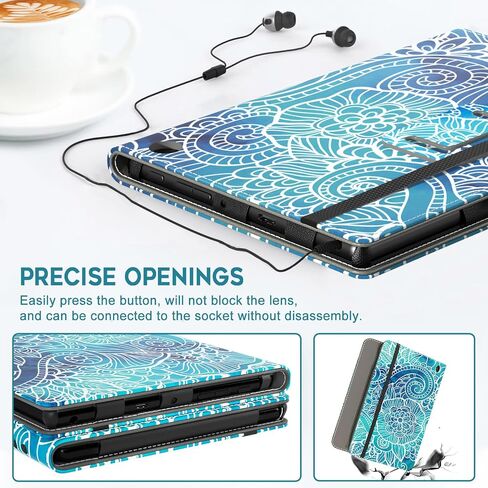 VORI Case for All-New Amazon Kindle Fire HD 10 Tablet and Fire HD 10 Plus (13th/11th Generation 2023/2021 Release) 10.1" - Slim Folding Stand Folio Cover with Auto Wake/Sleep & Hand Strap, Mandala in Saudi Arabia