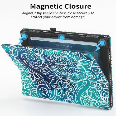 VORI Case for All-New Amazon Kindle Fire HD 10 Tablet and Fire HD 10 Plus (13th/11th Generation 2023/2021 Release) 10.1" - Slim Folding Stand Folio Cover with Auto Wake/Sleep & Hand Strap, Mandala in Saudi Arabia