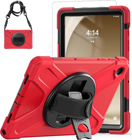TSQQST Samsung Galaxy Tab A9+ Plus Case 11 inch 2023 (SM-X210/X216/X218) for Kids with Screen Protector | Heavy Duty Shockproof Case w/Rotating Stand&Hand Strap for Galaxy Tab A9+ Plus Tablet -Black in Saudi Arabia