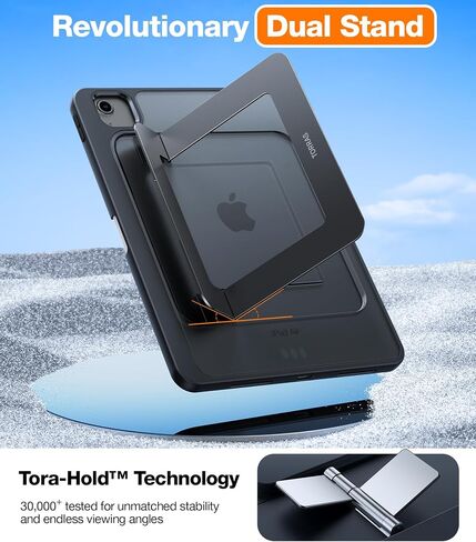 TORRAS Ostand for iPad Air 5th Generation Case iPad Air 4th Generation Case with Pencil Holder, Adjustable Dual Stand, Multi-Angle Viewing, Protective Translucent iPad Air Cover 10.9, Black in Saudi Arabia