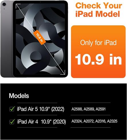 TORRAS Ostand for iPad Air 5th Generation Case iPad Air 4th Generation Case with Pencil Holder, Adjustable Dual Stand, Multi-Angle Viewing, Protective Translucent iPad Air Cover 10.9, Black in Saudi Arabia