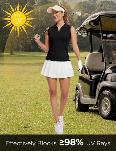 MathCat Women's Sleeveless Golf Shirts UPF 50+ Quickly Dry Tennis Polo Lightweight Sports Athletic Tank Tops in Saudi Arabia