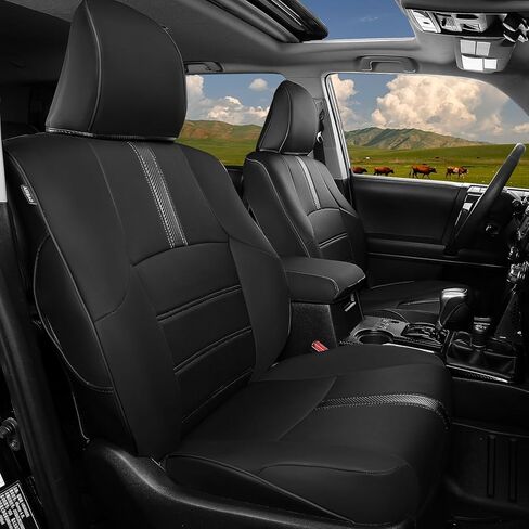 PTYYDS Seat Covers Compatible with 2011-2024 Toyota 4Runner Seat Covers 2-Row Leather Covers Replacement for 2011-2024 Toyota 4Runner Accessories(2-Row,5 Seats Model ONLY,Full Set,Black) in Kuwait