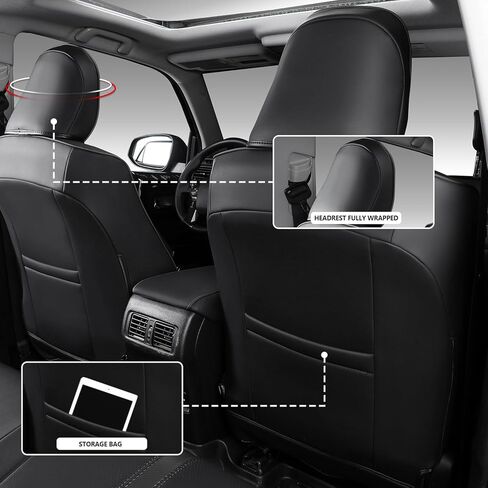 PTYYDS Seat Covers Compatible with 2011-2024 Toyota 4Runner Seat Covers 2-Row Leather Covers Replacement for 2011-2024 Toyota 4Runner Accessories(2-Row,5 Seats Model ONLY,Full Set,Black) in Kuwait