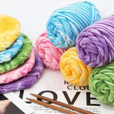 Red Black Soft Cotton Crochet Yarn 100g/0.22lb Knitting Cotton Yarn Rainbow Gradient Cotton Yarns DIY Knitting Yarn Hand Knit Yarn Worsted Yarn Super Soft Warm Yarn for Sweater Bag Hat Scarf in Saudi Arabia