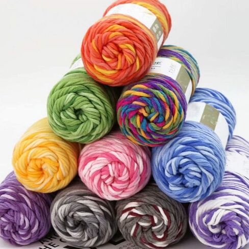 Red Black Soft Cotton Crochet Yarn 100g/0.22lb Knitting Cotton Yarn Rainbow Gradient Cotton Yarns DIY Knitting Yarn Hand Knit Yarn Worsted Yarn Super Soft Warm Yarn for Sweater Bag Hat Scarf in Saudi Arabia