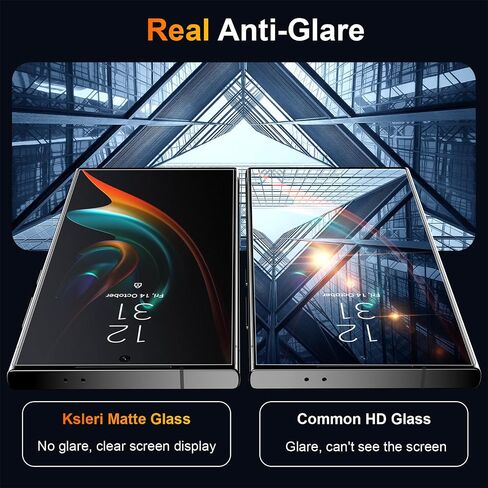 2 Pack Matte Glass Screen Protector for Samsung Galaxy S24 Ultra [6.8 Inch] + 2 Pack Camera Lens Protector with Installation Frame,Fingerprint Unlock Compatible Anti-Glare 0.2mm Tempered Glass in Kuwait
