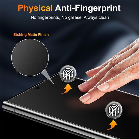 2 Pack Matte Glass Screen Protector for Samsung Galaxy S24 Ultra [6.8 Inch] + 2 Pack Camera Lens Protector with Installation Frame,Fingerprint Unlock Compatible Anti-Glare 0.2mm Tempered Glass in Kuwait
