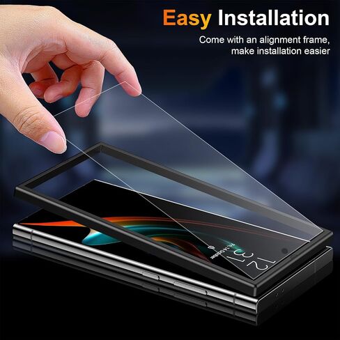 2 Pack Matte Glass Screen Protector for Samsung Galaxy S24 Ultra [6.8 Inch] + 2 Pack Camera Lens Protector with Installation Frame,Fingerprint Unlock Compatible Anti-Glare 0.2mm Tempered Glass in Kuwait