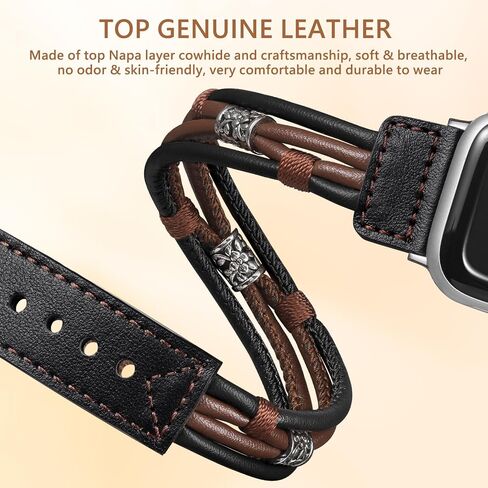 Leather Bands Compatible for Apple Watch Band 38mm 40mm 41mm 42mm 44mm 45mm 49mm Women Men, Double Tour Genuine Leather Replacement Strap for iWatch Apple Watch Series 9 8 7 6 5 4 3 SE Ultra in Saudi Arabia